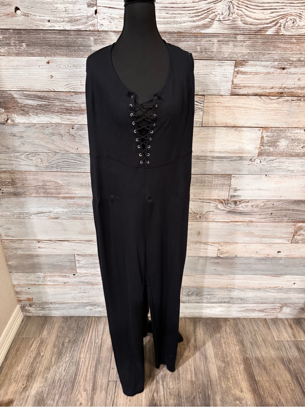 NWT Black Lace-Up Wide-Leg Jumpsuit